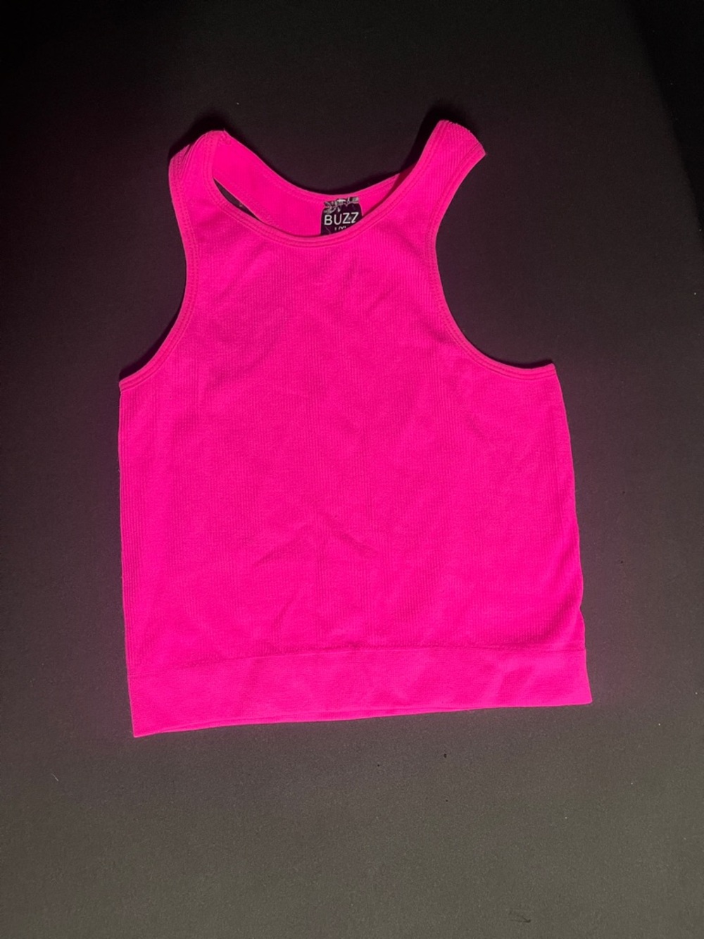 Buzz Neon Pink Ribbed Tank & Bike Shorts Set - Picture 2 of 4